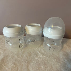 Philips Avent Clear & White Baby Bottles 3-Pack 4oz No Nipples Infant Feeding